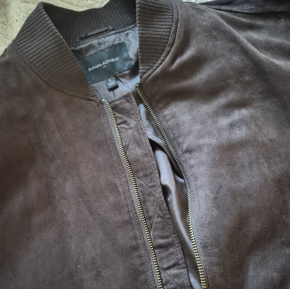 Men's DARK Brown Suede Bomber Jacket